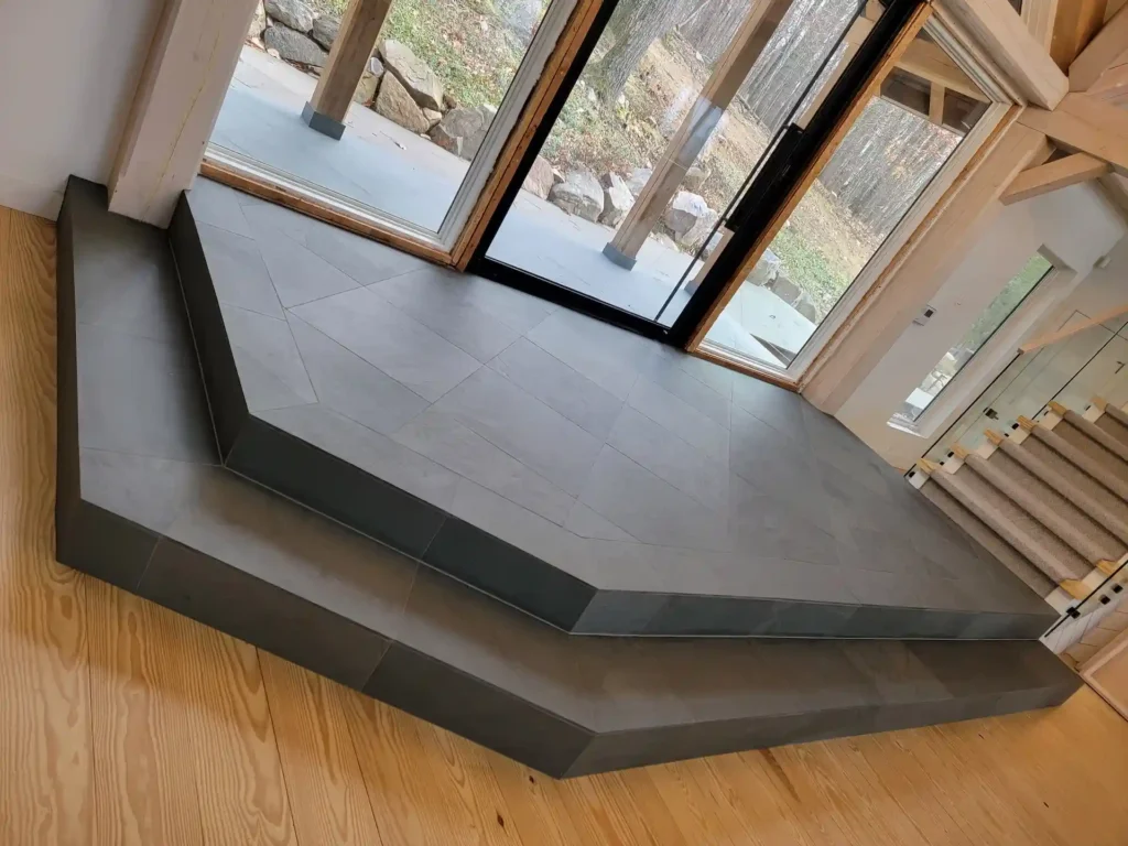 Slate 18" x18" heated tile entranceway in New Hope, PA.