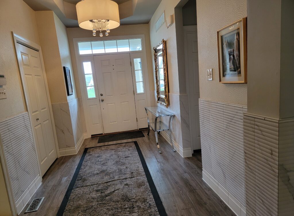 Hallway wainscot using some 3D tile in North Wales