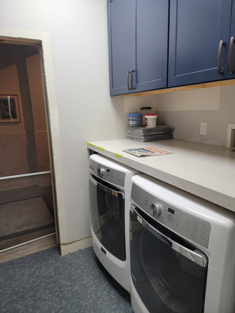 Laundry rooms in progress, next step is the backsplash and door.